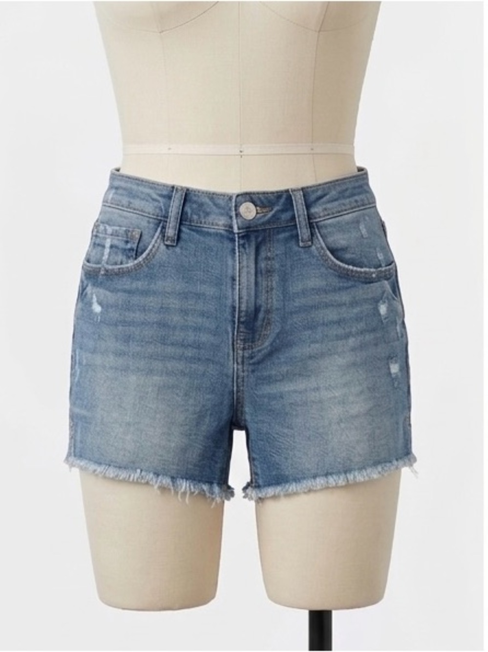 KENZIE High-Rise Washed Blue Denim Shorts- size 26